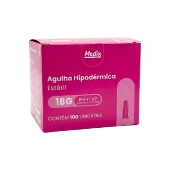 AGULHA HIPODERMICA 40MMX1,20MM 18G EST C/100