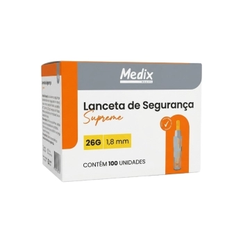 LANCETA DE SEGURANÇA AMARELO 26G 1,8MM 100UNID