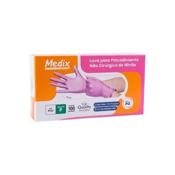 LUVA NITRILICA S/PO ROSA TAM P 100UN