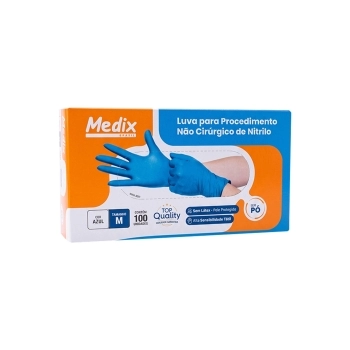 LUVA PROCED.NITRILICA S/PO AZUL TAM M C/100
