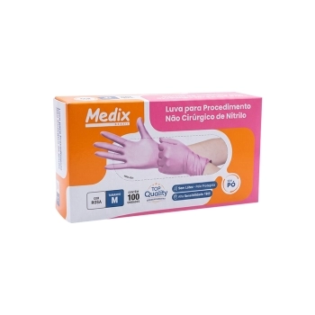 LUVA NITRILICA S/PO ROSA TAM G 100UN
