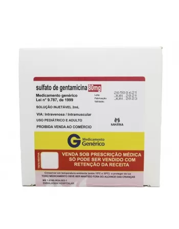 SULFATO GENTAMICINA 80MG 2ML C/100AMP