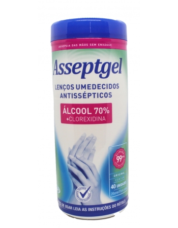 ASSEPTGEL LENCO UMEDECIDO ALCOOL 70% POTE C/40UN