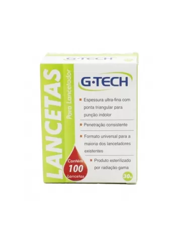 LANCETA PARA LANCETADOR G-TECH 30G 100 UND