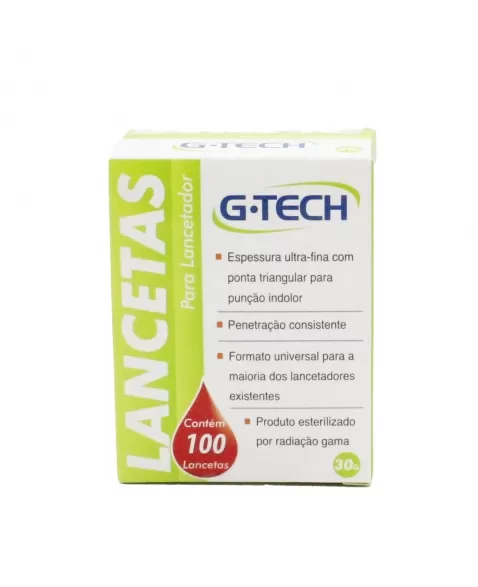 LANCETA PARA LANCETADOR G-TECH 30G 100 UND