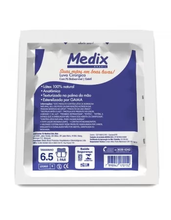 LUVA CIRURGICA LATEX C/PO MEDIX TAM 7.5 01 PAR