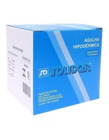 AGULHA HIPODERMICA 30X0,7 C/100UND (SOLIDOR)