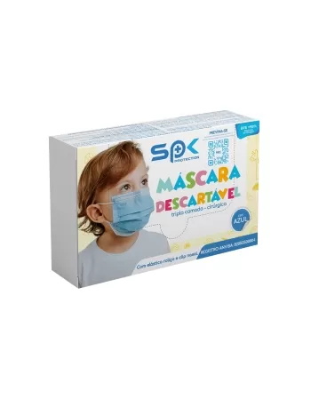 MASCARAS INFANTIL DESCARTAVEL AZUL 25UND