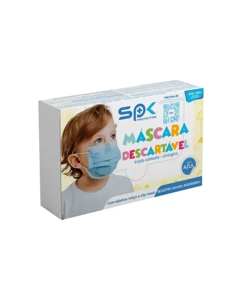 MASCARAS INFANTIL DESCARTAVEL AZUL 25UND