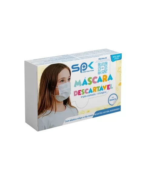 MASCARA INFANTIL DESCARTAVEL BRANCA 25UND