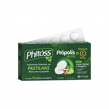 PHITOSS C/15 PASTILHAS MAST LIMAO/MENTOL