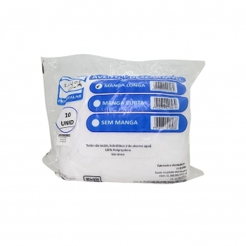 AVENTAL DESCARTAVEL BRANCO MANGA LONGA 20G C/10