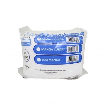 AVENTAL DESCARTAVEL BRANCO MANGA LONGA 40G C/10