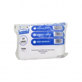 AVENTAL DESCARTAVEL BRANCO MANGA CURTA 20G C/10