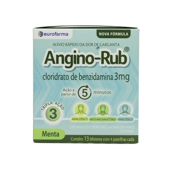 ANGINO RUB- BENZIDAMINA 3MG MENTA 13BLISTERES C/4PAST